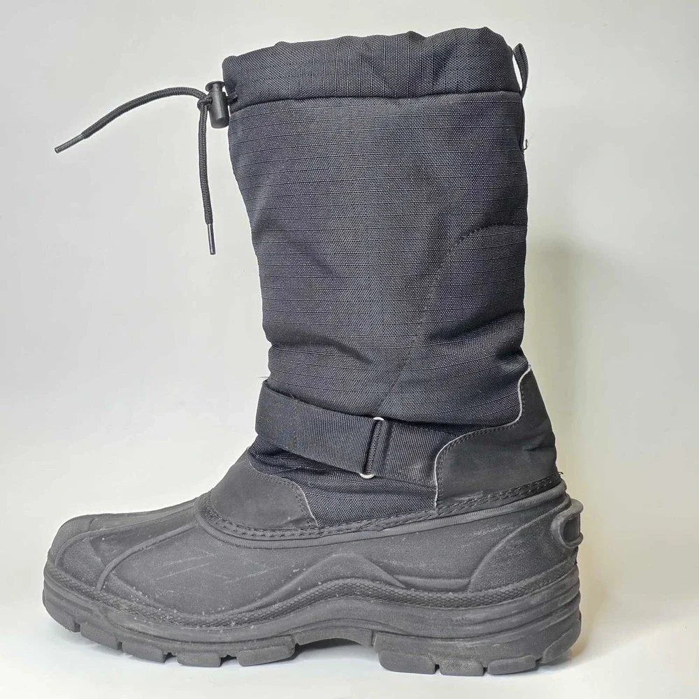 Aleader Snow Boots Men's Size 10 Black Waterproof Thinsulate Pull On Shoes